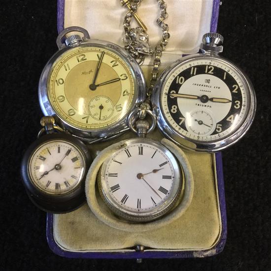 Silver fob watch & others